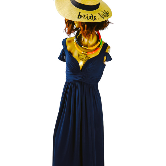 Women Bariano Australia Long Dress Navy Blue Formal Gown Slit Bridesmaid Size XS - Picture 13 of 16